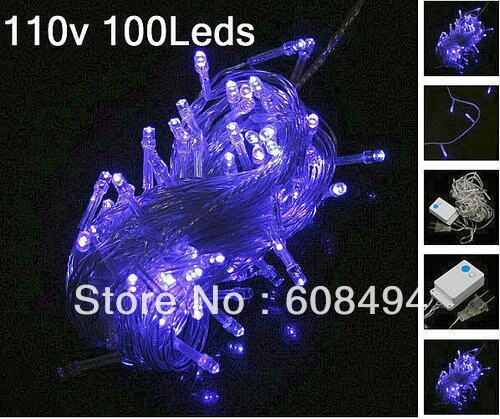 20PCS/LOT 110V 100 LED 10M/32FT  LED Fairy String Light  for Christmas XMAS Wedding Party Holiday Decoration Tail plug-BLUE
