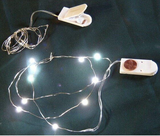 50pcs/Lot CR2032 Cell Battery Operated 20LED Micro Rice Christmas Lights String - Silver Wire Micro LED Starry Light For Decor