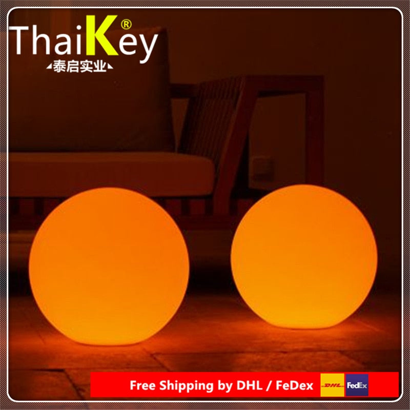 led courtyard lamp remote ball/ led outdoor floor lamp waterproof IP65 rechargeable PE material round balls light