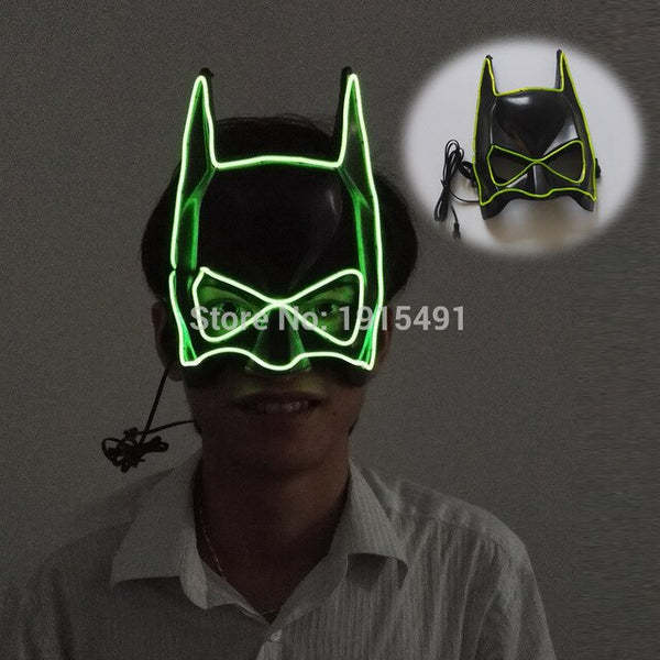 Arts and Crafts Party Holiday Lighting EL Wire Superhero Batman Mask Character Play Neon Led Fancy Cartoon Mask New Year Day Bar