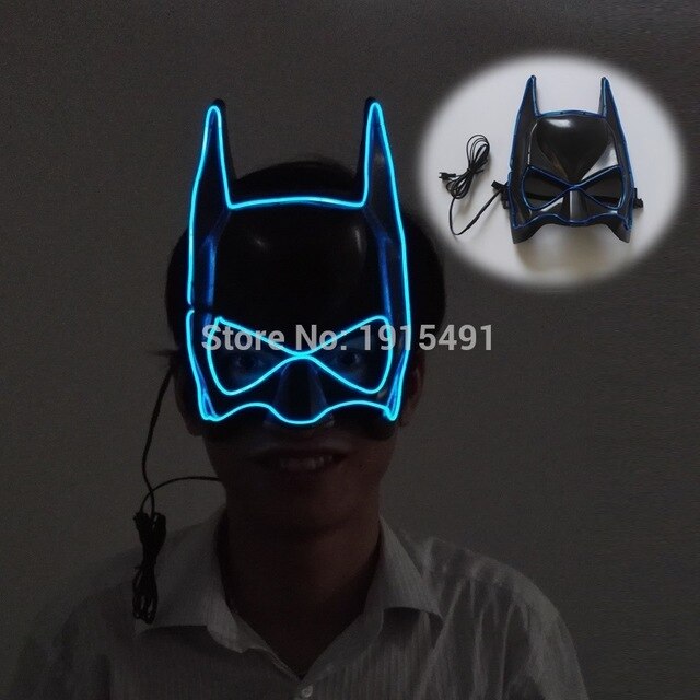Arts and Crafts Party Holiday Lighting EL Wire Superhero Batman Mask Character Play Neon Led Fancy Cartoon Mask New Year Day Bar