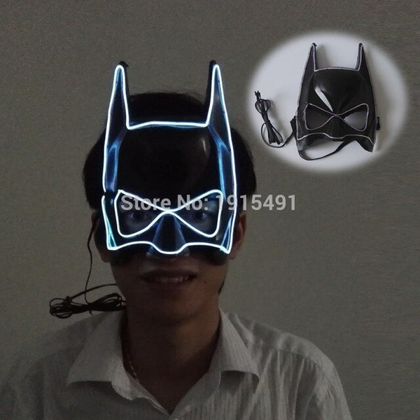 Arts and Crafts Party Holiday Lighting EL Wire Superhero Batman Mask Character Play Neon Led Fancy Cartoon Mask New Year Day Bar