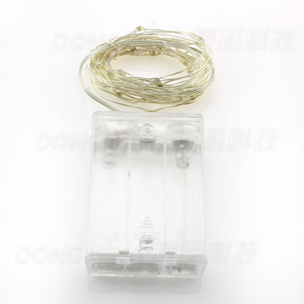 20pcs 33ft 100m 100 leds fairy led string light flexible silver wire AA battery power wedding christmas decoration Free Shipping