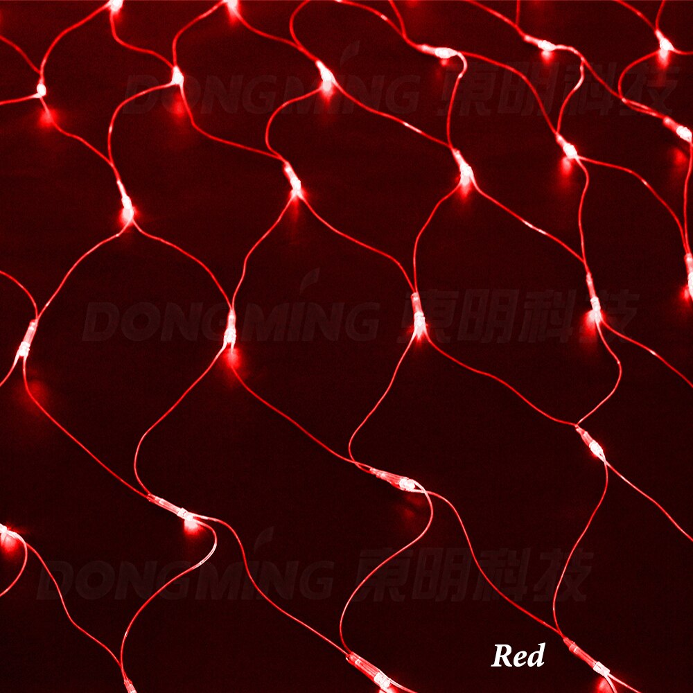 15pcs Wholesale LED Net Lights Christmas Wedding Decor String Lights 1.5*1.5m 96leds 220V EU Plug 8 Displays Fairy Curtain