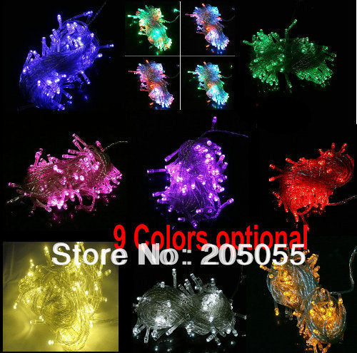 10pcs/lot 10M 100LED Christmas Fairy String Lights manually adjustable memory controller with female/male back splice EU 220V