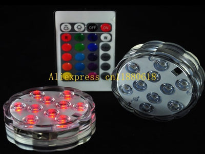 100pcs/lot Fast Shipping Submersible Candle Waterproof RGB Multicolor Vase Base light 10 LED Wedding Party Decoration