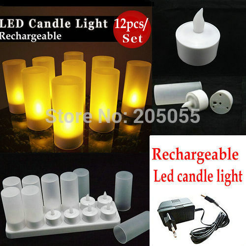 12pcs Rechargeable led candles Flameless Tea Light electric candle waxless lamp valentine birthday wedding church decor-AMBER