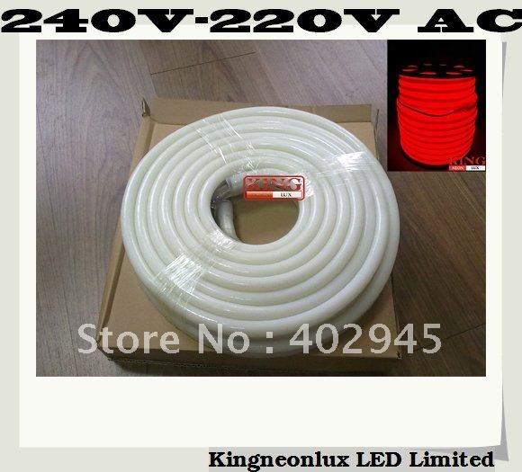 LED Neon Flex Red color 10m/roll LED soft neon light LED Flexible neon strip LED neon rope lights 240V 220V DHL express shipping