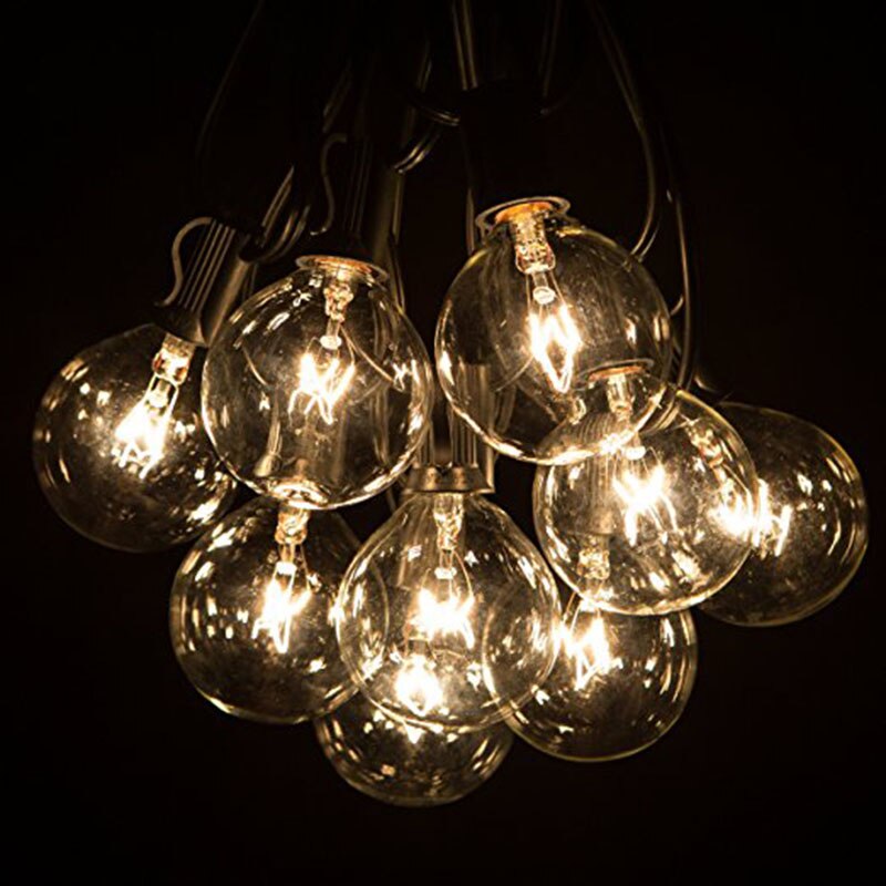 100 Foot G50 Patio Globe String Lights with 2 Inch Clear Bulbs for Outdoor String Lighting (Black Wire)