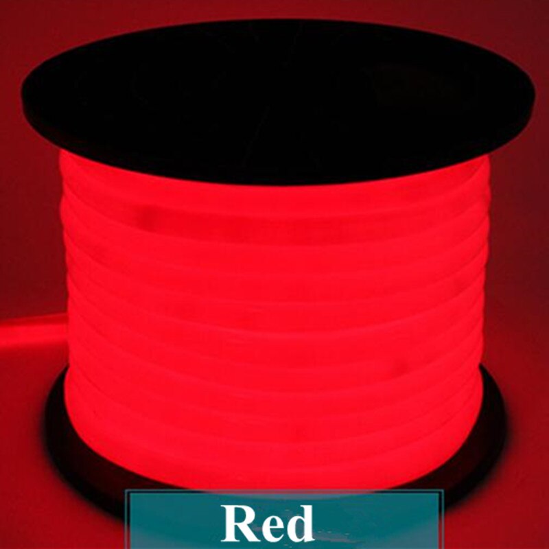 Free Shipping 50m/roll 110V 220V circular LED Flex Neon Light 2-wires With 120leds/m Red Color diameter:16mm