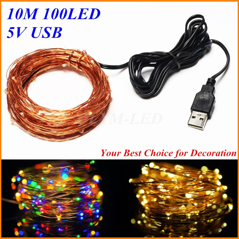 50x10M USB Powered 5V LED holiday light Christmas decor Led Copper Wire String Lights Wedding Party Fairy starry Star Lights