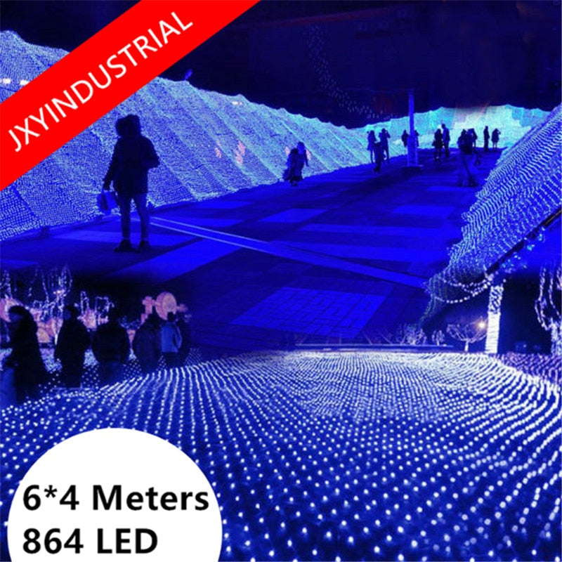 Free Fedex LED String Lights Decoration 220V Power EU Plug 860 LED Fairy Christmas Xmas Net Lights 6m x 4m 8 Displays