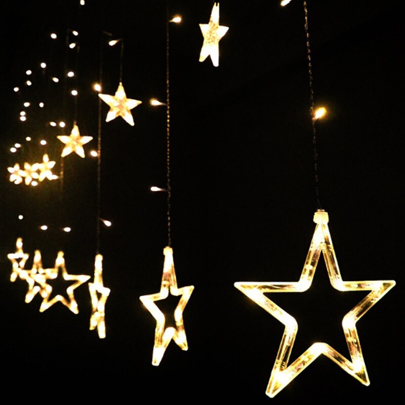 5set Christmas Lights 220V EU/US Plug 2M 168leds Romantic Fairy Star LED Curtain String light Wedding Garland Party Decoration