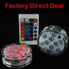 100Pcs Waterproof RGB multicolor changing LED lamp with remote cotrol , wireless submersible LED lights