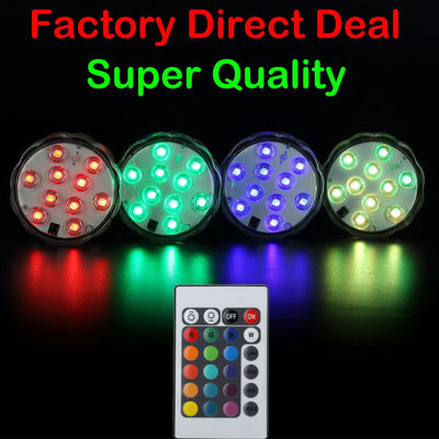 100Pcs *  Waterproof RGB multicolor changing LED lamp with remote, wireless submersible LED lights for wedding party decoration