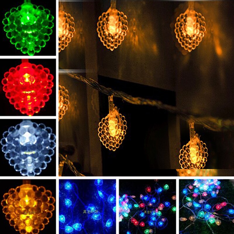 35pcs/lot 10m 70led curtian light AC220V/110V decoration light for wedding indoor Heart led string light with end plug