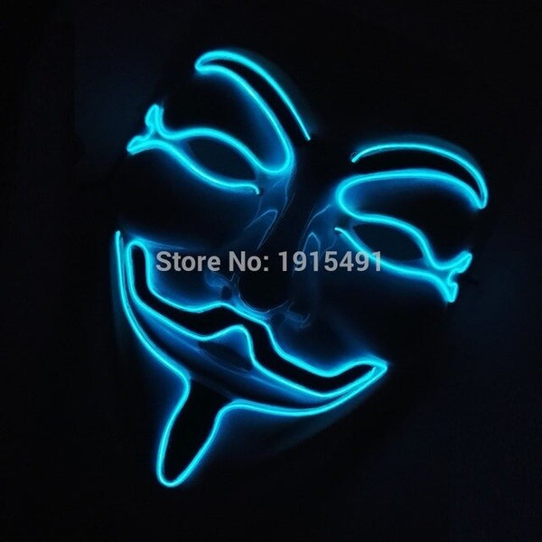 As Mardi Gras Decor 10Pieces Birthday Theme Funky EL Rope Tube Camougflage Mask Holiday Lighting Light Up V for Vendetta Face