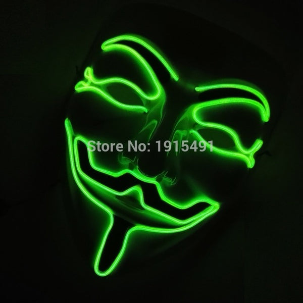 As Mardi Gras Decor 10Pieces Birthday Theme Funky EL Rope Tube Camougflage Mask Holiday Lighting Light Up V for Vendetta Face