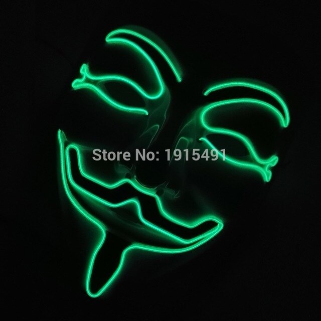 As Mardi Gras Decor 10Pieces Birthday Theme Funky EL Rope Tube Camougflage Mask Holiday Lighting Light Up V for Vendetta Face