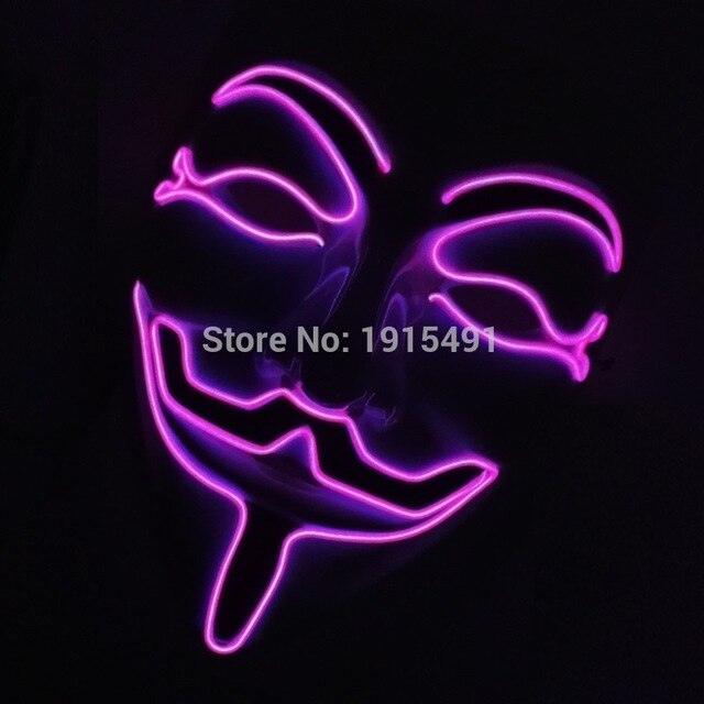 As Mardi Gras Decor 10Pieces Birthday Theme Funky EL Rope Tube Camougflage Mask Holiday Lighting Light Up V for Vendetta Face