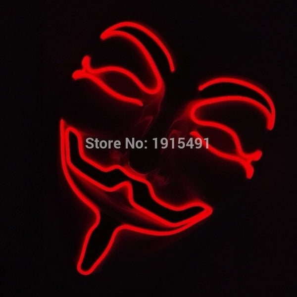 As Mardi Gras Decor 10Pieces Birthday Theme Funky EL Rope Tube Camougflage Mask Holiday Lighting Light Up V for Vendetta Face