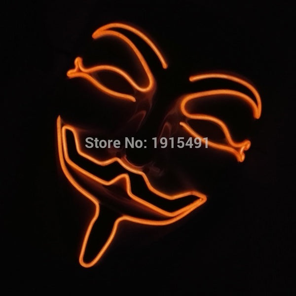 As Mardi Gras Decor 10Pieces Birthday Theme Funky EL Rope Tube Camougflage Mask Holiday Lighting Light Up V for Vendetta Face