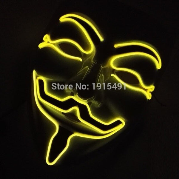 As Mardi Gras Decor 10Pieces Birthday Theme Funky EL Rope Tube Camougflage Mask Holiday Lighting Light Up V for Vendetta Face