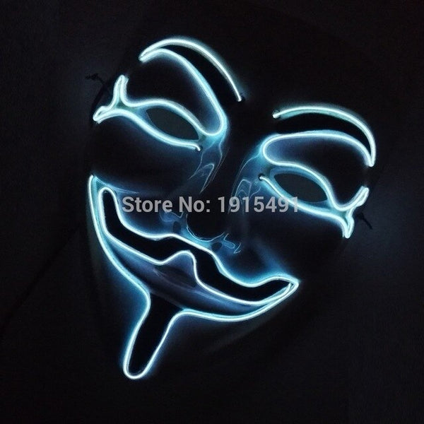 As Mardi Gras Decor 10Pieces Birthday Theme Funky EL Rope Tube Camougflage Mask Holiday Lighting Light Up V for Vendetta Face