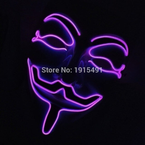 As Mardi Gras Decor 10Pieces Birthday Theme Funky EL Rope Tube Camougflage Mask Holiday Lighting Light Up V for Vendetta Face