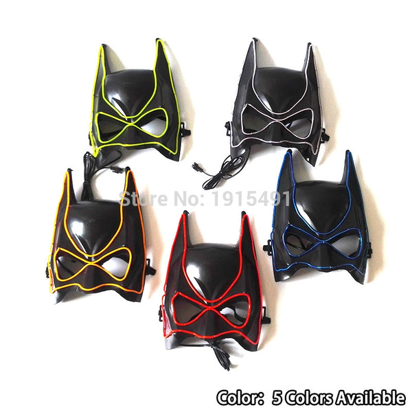 High-End Halloween Decor Neon Glowing Strip Batman Movie Figure Mask Holiday Lighting EL Rope Funny Comics Mask Wedding Props