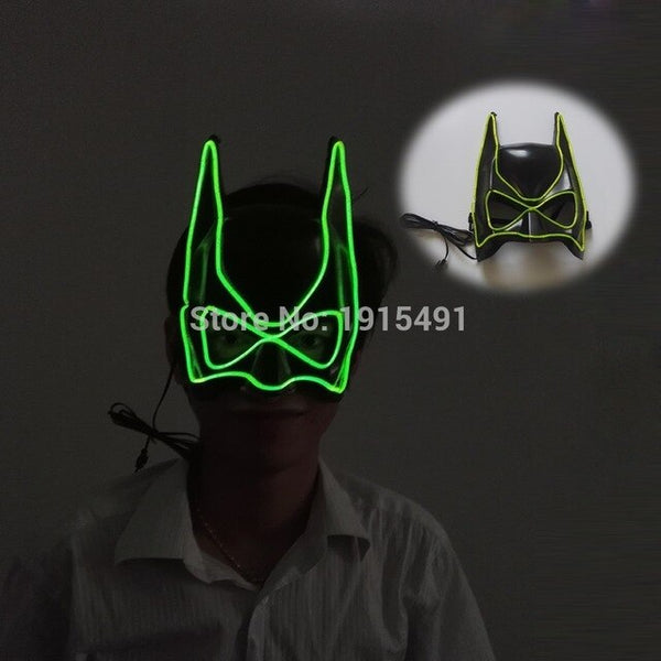 High-End Halloween Decor Neon Glowing Strip Batman Movie Figure Mask Holiday Lighting EL Rope Funny Comics Mask Wedding Props