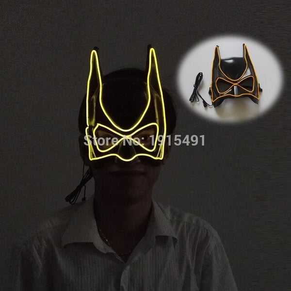 High-End Halloween Decor Neon Glowing Strip Batman Movie Figure Mask Holiday Lighting EL Rope Funny Comics Mask Wedding Props