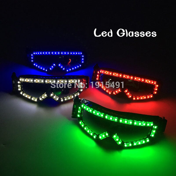 Trendy Dazzling DJ Bar Led Rave Party Ski Goggles Light Up Xmas Racing Eyeglasses as Christmas Holiday Lighting Carnival Decor