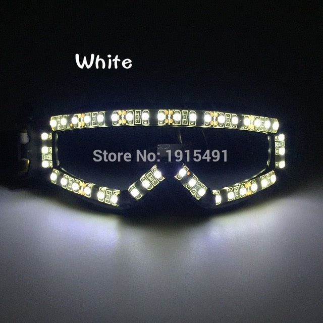 Trendy Dazzling DJ Bar Led Rave Party Ski Goggles Light Up Xmas Racing Eyeglasses as Christmas Holiday Lighting Carnival Decor