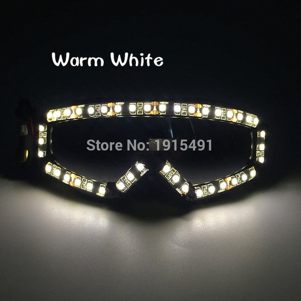 Trendy Dazzling DJ Bar Led Rave Party Ski Goggles Light Up Xmas Racing Eyeglasses as Christmas Holiday Lighting Carnival Decor