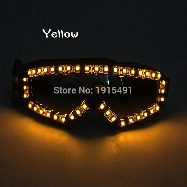 Trendy Dazzling DJ Bar Led Rave Party Ski Goggles Light Up Xmas Racing Eyeglasses as Christmas Holiday Lighting Carnival Decor