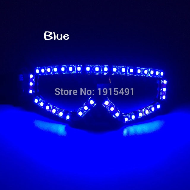 Trendy Dazzling DJ Bar Led Rave Party Ski Goggles Light Up Xmas Racing Eyeglasses as Christmas Holiday Lighting Carnival Decor