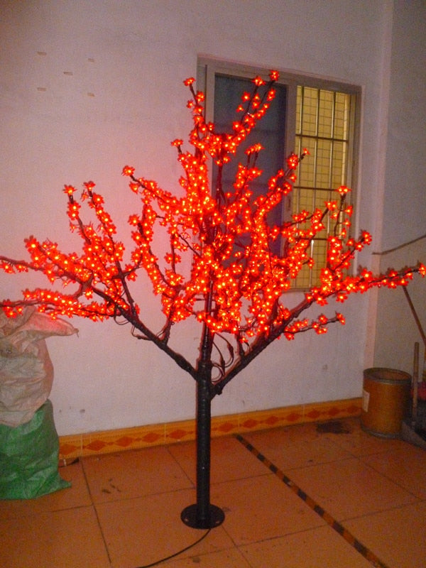 Christmas New year holiday party garden patio red LED Cherry Blossom Tree light 102pcs LED Bulbs 1.8m/6ft 110/220VAC Rainproof